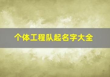 个体工程队起名字大全