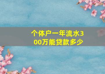 个体户一年流水300万能贷款多少