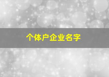 个体户企业名字