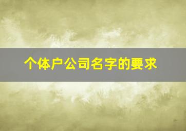 个体户公司名字的要求