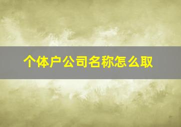 个体户公司名称怎么取