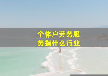 个体户劳务服务指什么行业