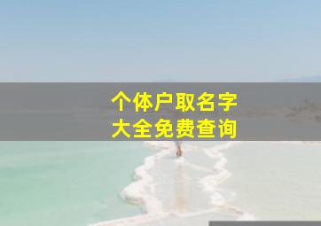 个体户取名字大全免费查询