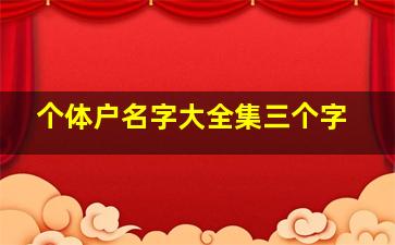 个体户名字大全集三个字