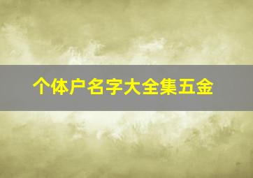 个体户名字大全集五金