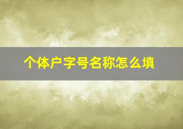 个体户字号名称怎么填