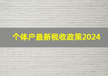 个体户最新税收政策2024