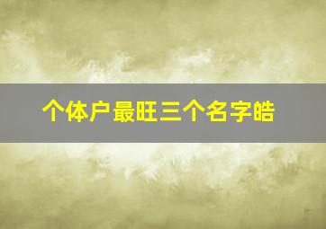 个体户最旺三个名字皓