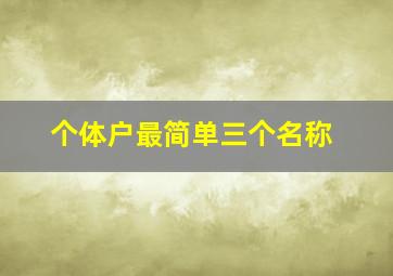 个体户最简单三个名称