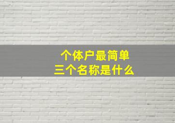 个体户最简单三个名称是什么