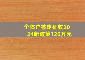 个体户核定征收2024新政策120万元