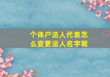 个体户法人代表怎么变更法人名字呢