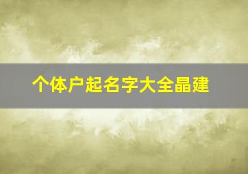 个体户起名字大全晶建