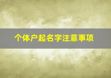 个体户起名字注意事项