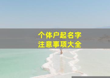 个体户起名字注意事项大全