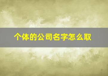 个体的公司名字怎么取