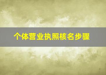 个体营业执照核名步骤