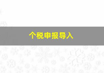 个税申报导入