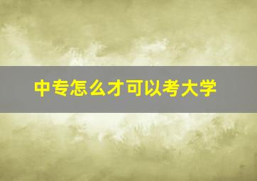 中专怎么才可以考大学