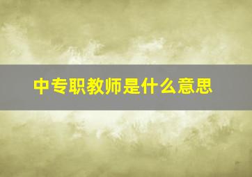 中专职教师是什么意思