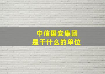 中信国安集团是干什么的单位