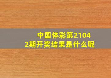 中国体彩第21042期开奖结果是什么呢