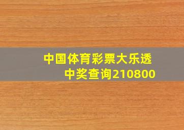 中国体育彩票大乐透中奖查询210800