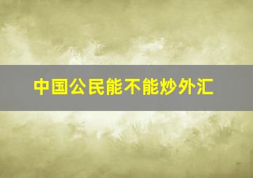 中国公民能不能炒外汇