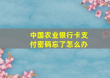 中国农业银行卡支付密码忘了怎么办