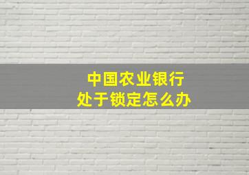 中国农业银行处于锁定怎么办