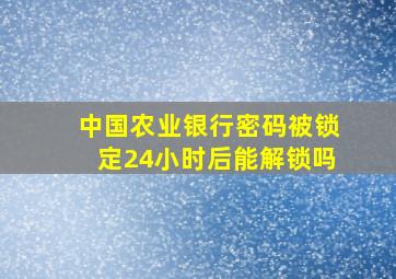 中国农业银行密码被锁定24小时后能解锁吗