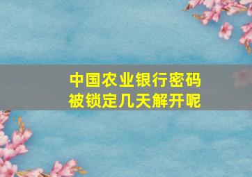 中国农业银行密码被锁定几天解开呢