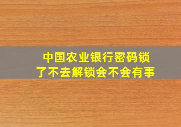 中国农业银行密码锁了不去解锁会不会有事