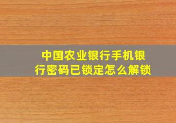 中国农业银行手机银行密码已锁定怎么解锁