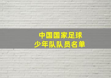 中国国家足球少年队队员名单