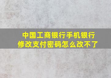 中国工商银行手机银行修改支付密码怎么改不了