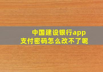 中国建设银行app支付密码怎么改不了呢