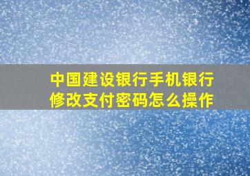 中国建设银行手机银行修改支付密码怎么操作