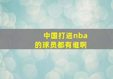 中国打进nba的球员都有谁啊