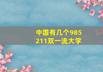 中国有几个985211双一流大学