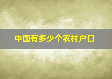 中国有多少个农村户口