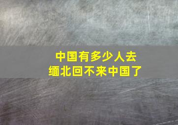 中国有多少人去缅北回不来中国了