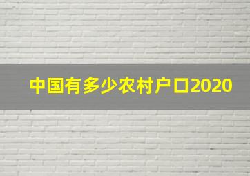 中国有多少农村户口2020