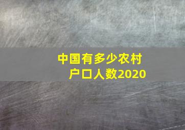 中国有多少农村户口人数2020