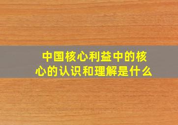 中国核心利益中的核心的认识和理解是什么