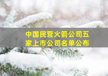 中国民营火箭公司五家上市公司名单公布