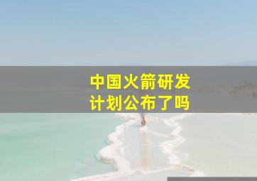 中国火箭研发计划公布了吗