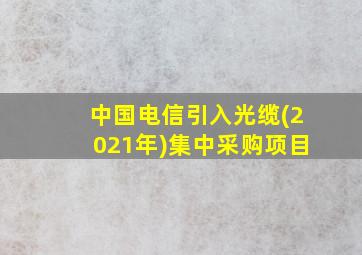 中国电信引入光缆(2021年)集中采购项目