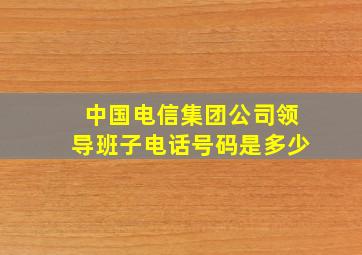 中国电信集团公司领导班子电话号码是多少