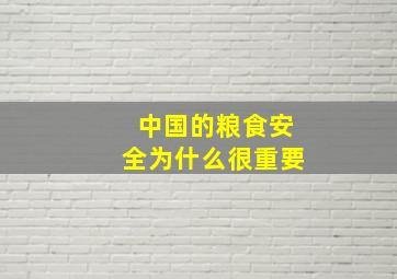 中国的粮食安全为什么很重要